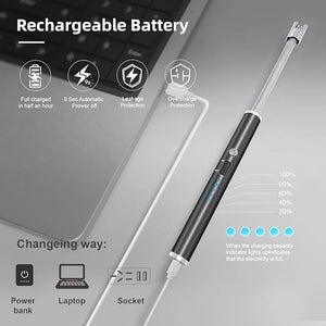 USB Rechargeable Flameless Arc Lighter Flexible & Windproof for Candles, Hiking, Camping, Kitchen, Fireplaces